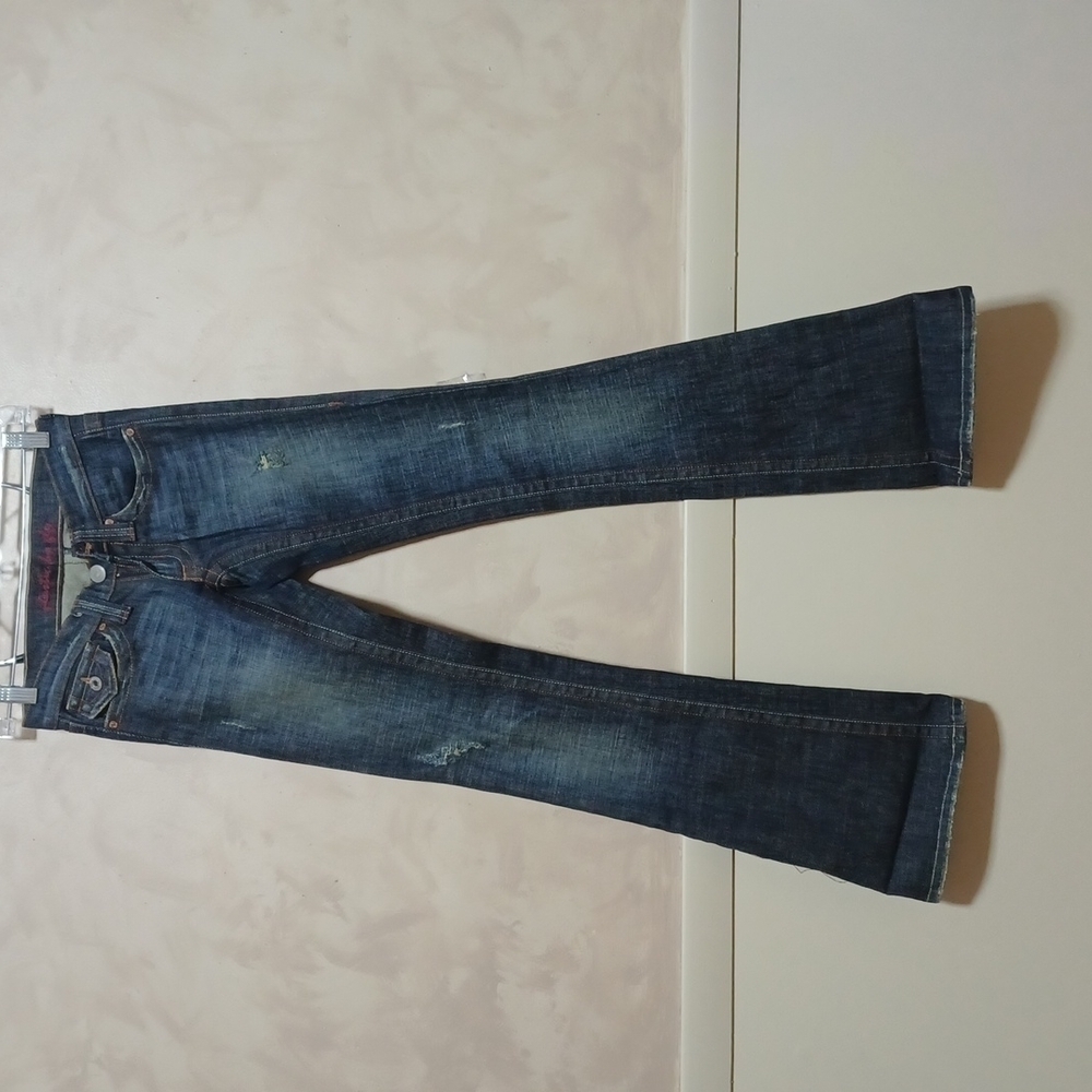 Plastic by sly Flare Jeans size 0 factory stressed flared legs